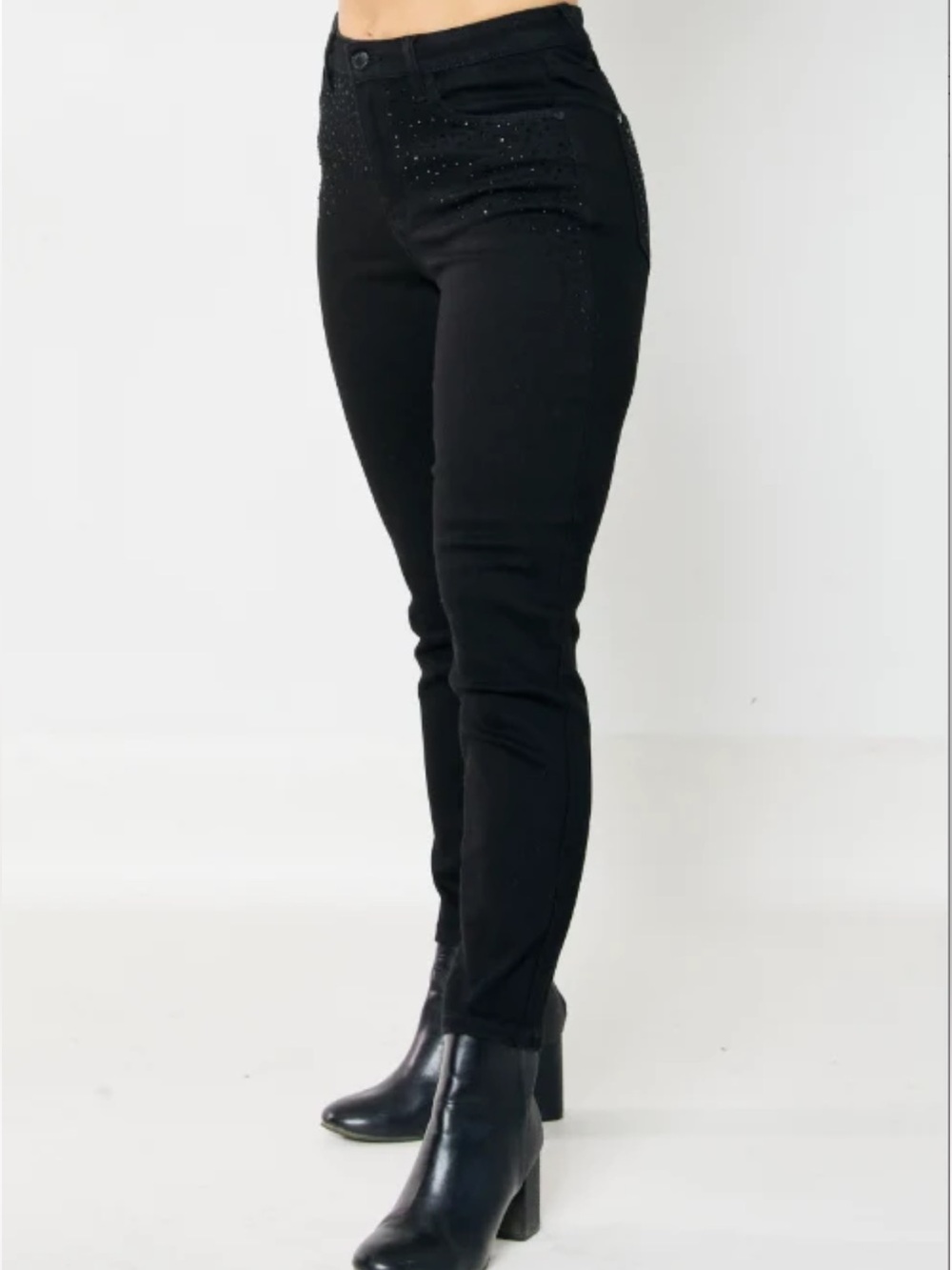 Judy blue REESE black rhinestone high rise slim bootcut jeans sz 29